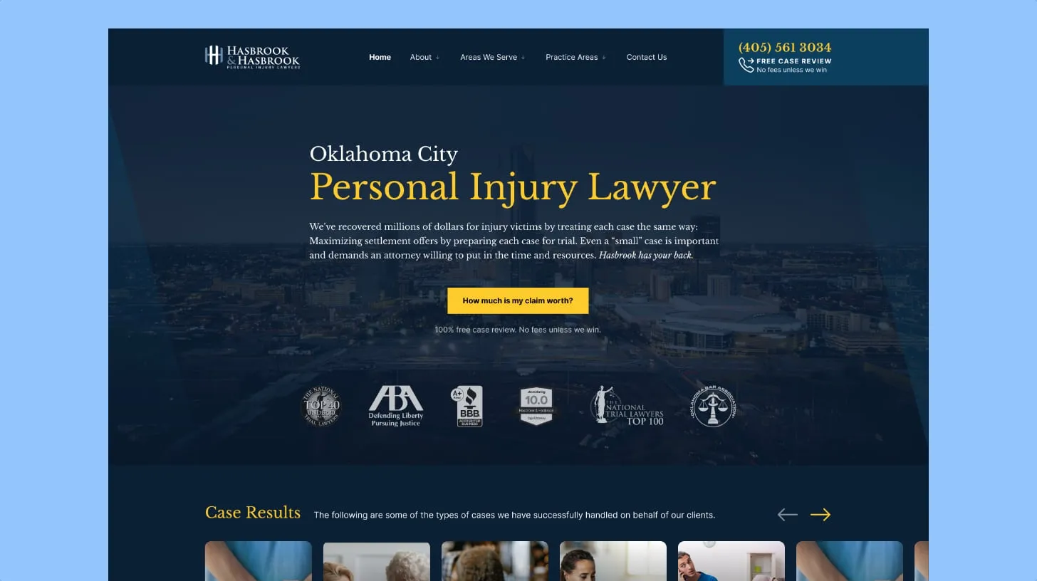 Law Firm website homepage