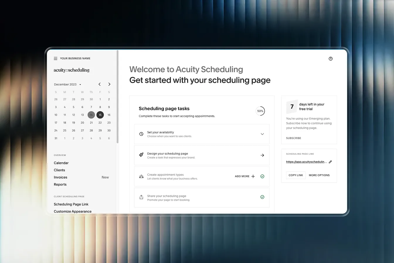 Acuity sample dashboard