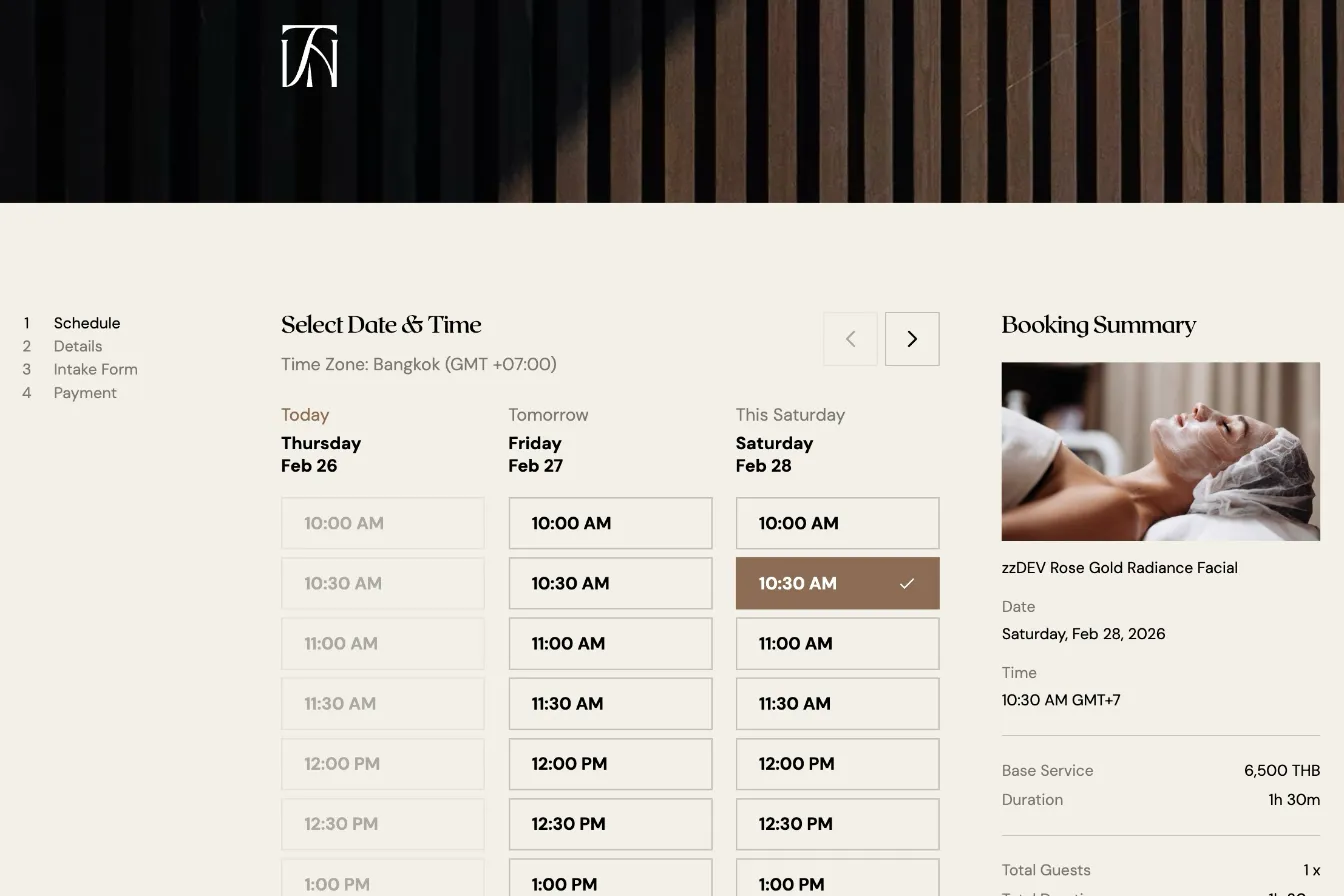 Booking step design
