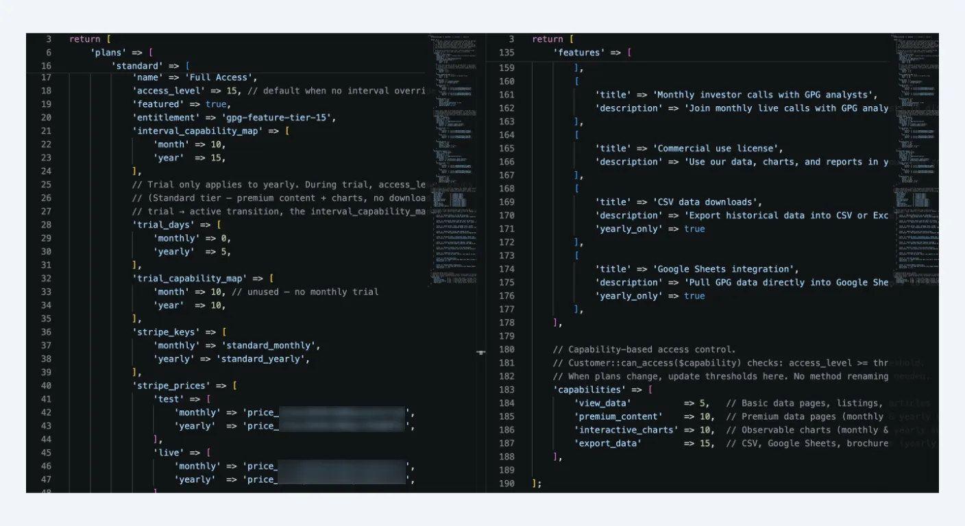 Plans configuration example code